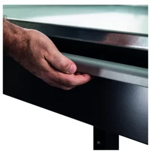 Banco laboratorio, piano in acciaio, 1 o 2 cassetti, 200x70x91h cm - Immagine 2